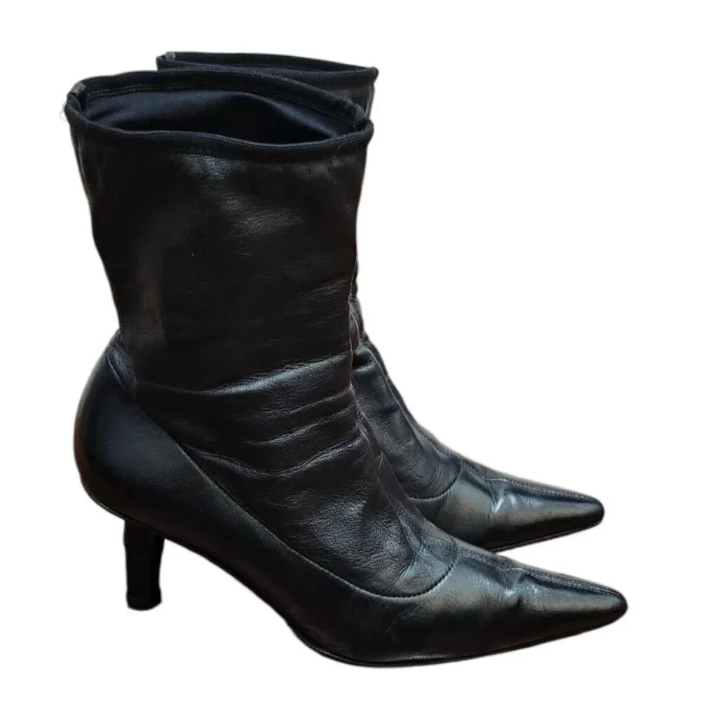 Gucci by Tom Ford S/S 2002 Bamboo Ankle Boots stretch leather bamboo heel bootie